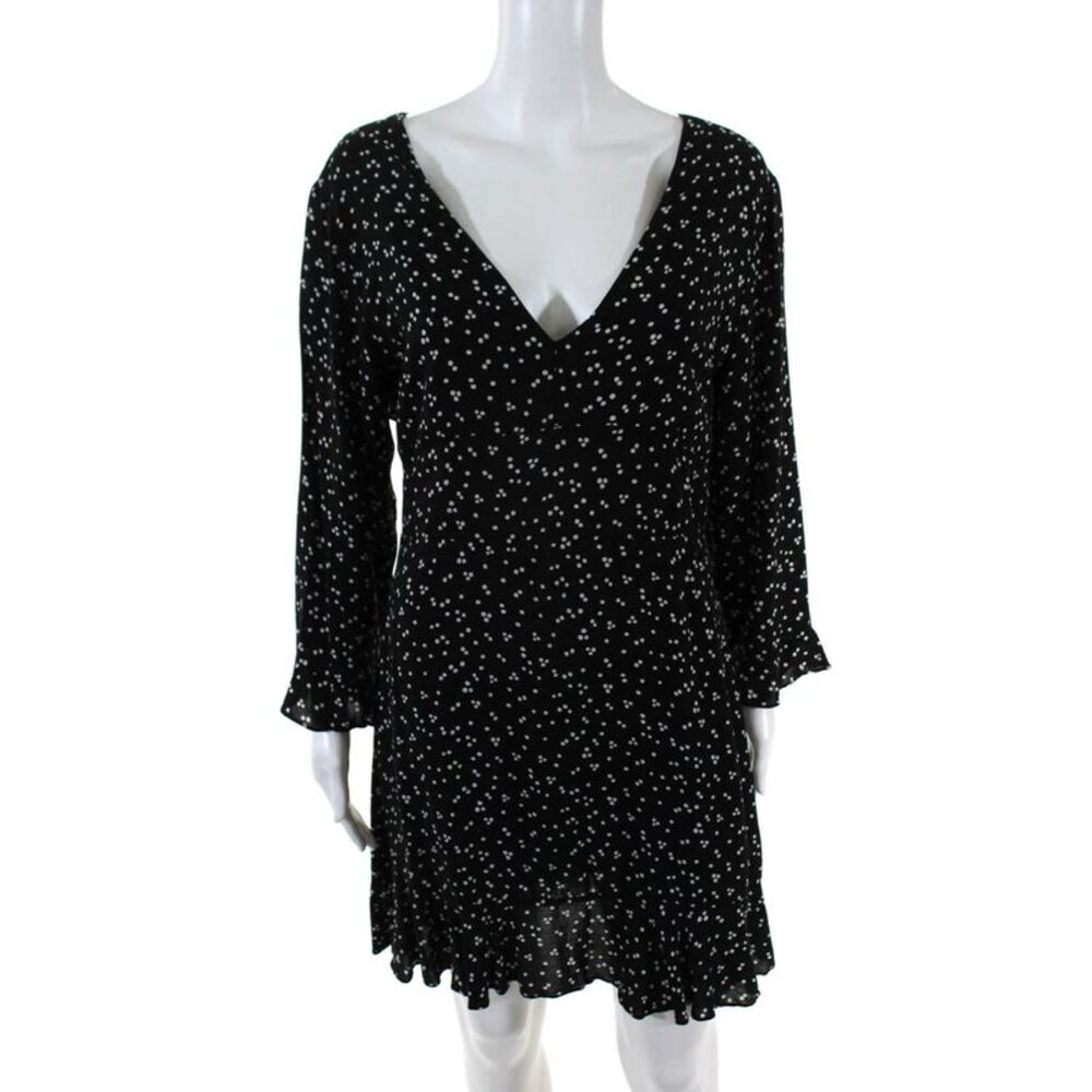 MINKPINK Womens Dandelion Polka Dot A Line Dress Black Size Large 11431511